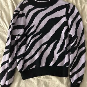Zebra Print Sweater - Black and White